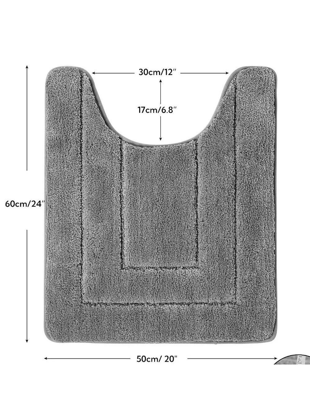 Granma & Papa Gray U-Shaped Bathroom Rug Non-Slip Soft Mat 20x24 Inches